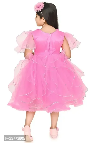 SR Fashion Casual Hand Work Round Neck Knee Length Net Frock Dress for Kids Girls for Wedding, Birthday Party and Various Occasions-thumb5