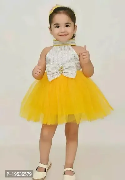 Stylish Net Yellow Frocks For Girl