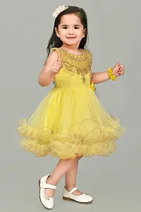 SR Fashion Casual Machine Embroidered Round Neck Knee Length Net Frock Dress for Kids Girls for Wedding, Birthday Party and Various Occasions-thumb2