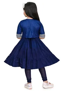 SR FASHION Casual Rayon Embroidery Round Neck Anarkali Kurta Set With Jacket and Leggings For Kids Girls-thumb3