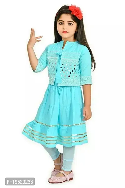 Stylish Cotton Blend Blue Stitched Salwar Suit Sets For Girl-thumb0