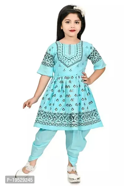 Stylish Rayon Blue Stitched Salwar Suit Sets For Girl