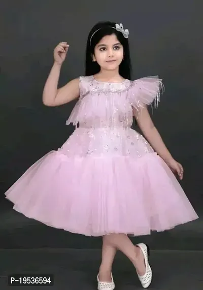 Stylish NET Pink Frocks For Girl