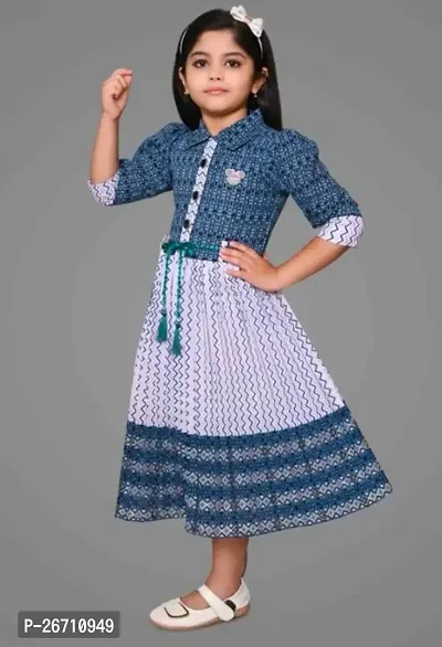 Classic Chiffon Printed Frocks for Kids Girls-thumb0