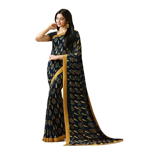 New Trendy Georgette Printed Saree with Blouse piece