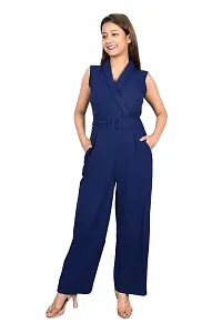 Sunday Casual Blue Solid Women Jumpsuit-thumb1