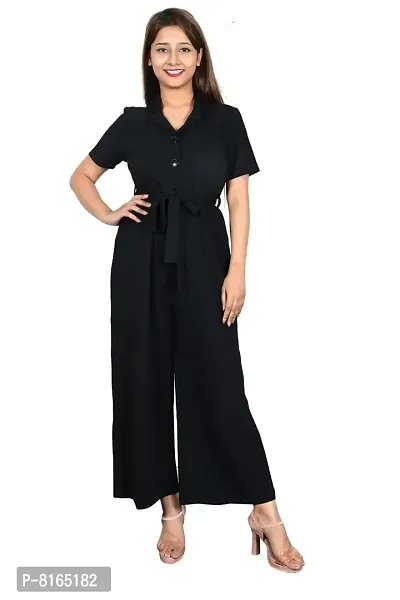 Sunday Casual Black Solid Women Jumpsuit-thumb2