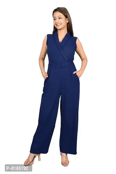 Sunday Casual Blue Solid Women Jumpsuit