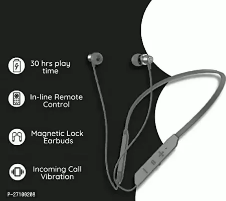 Stylish Neck Band Grey In-ear Bluetooth Wireless Headsets With Microphone
