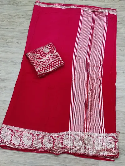 Attractive Silk Blend Saree with Blouse piece 