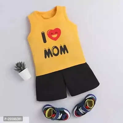 Fabulous Yellow Cotton Printed T-Shirts with Shorts For Boys-thumb0