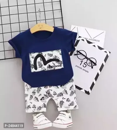 Stylish Fancy Hosiery Cotton Printed T-Shirts With Shorts For Boys-thumb0