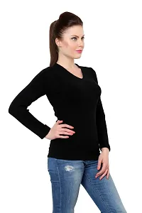 Stylish Black Acrylic Solid Sweatshirt For Women-thumb4