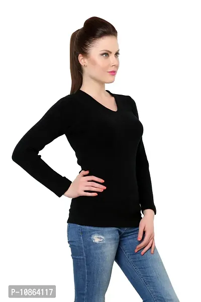 Stylish Black Acrylic Solid Sweatshirt For Women-thumb5