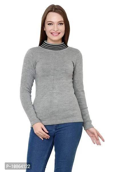 Stylish Grey Acrylic Solid Sweatshirt For Women