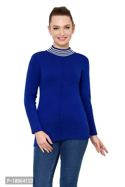 Stylish Blue Acrylic Solid Sweatshirt For Women