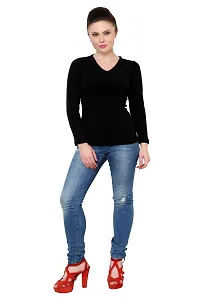 Stylish Black Acrylic Solid Sweatshirt For Women-thumb1