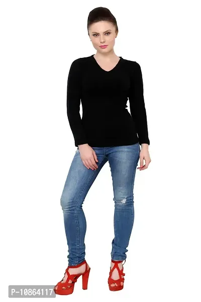 Stylish Black Acrylic Solid Sweatshirt For Women-thumb2