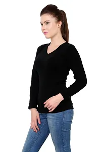 Stylish Black Acrylic Solid Sweatshirt For Women-thumb3