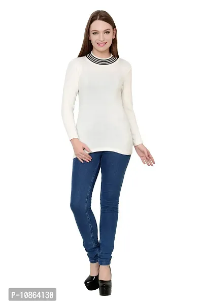 Stylish White Acrylic Solid Sweatshirt For Women