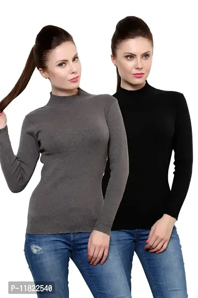 Self Knitted Top High Neck Full Sleeve For Women Pack Of 2-thumb0
