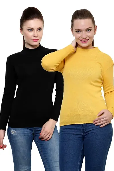 Self Knitted Top High Neck Full Sleeve For Women Pack Of 2