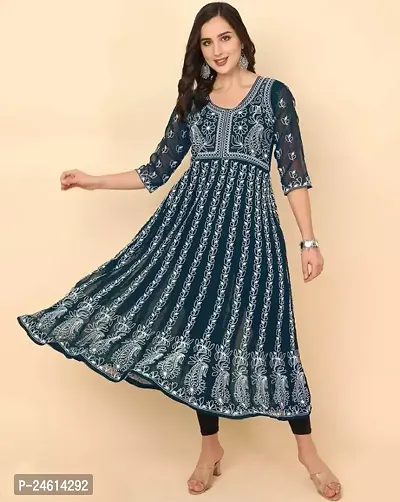 Classic Georgette Stitched Ethnic Gown For Women-thumb0