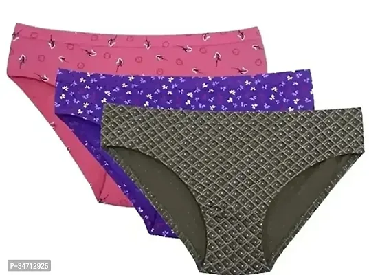 Stylish Multicoloured Cotton Briefs For Women Pack Of 3-thumb0