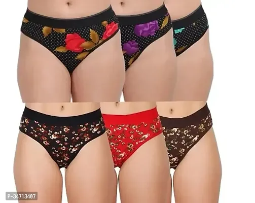 Stylish Cotton Multicolored Panty For Women Pack Of 6-thumb0