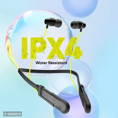 MEGABAR 30 Hrs Play Time Fast Charging Saint 666 IPX4 Water Resistant Neckband Earphone Bluetooth Headset  (Yellow, In the Ear)