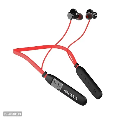 MEGABAR Saint 555 30HR IPX4 With Deep Bass HDMIC 10mm Driver Neckband Earphone Headphone Bluetooth Headset  (Red, Black, In the Ear)