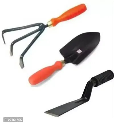 WYK Cultivator Big Trowel and Khurpi Garden Tool Kit 3 Tools digging soil and weeding in small gardens and make soil loose