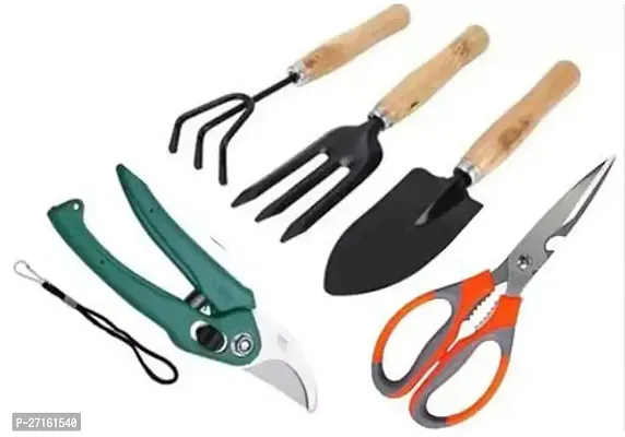 WYK Garden Tool Set Big Trowel Hand Fork Hand Rake Pruner Cutter Scissor for Gardening Garden Tool Kit Number of Tools 5