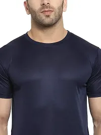 Stylish Polyester Royal Blue and Black Solid Round Neck Half Sleeves T-shirt For Men( Pack Of 2 )-thumb2