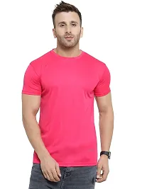 Stylish Polyester Pink and Black Solid Round Neck Half Sleeves T-shirt For Men( Pack Of 2 )-thumb3