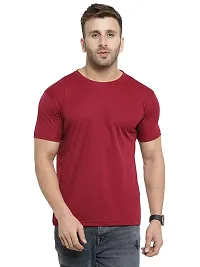 Stylish Polyester Pink and Maroon Solid Round Neck Half Sleeves T-shirt For Men( Pack Of 2 )-thumb1