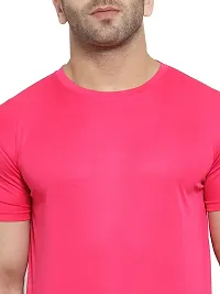 Stylish Polyester Pink Solid Round Neck Half Sleeves T-shirt For Men( Pack Of 2 )-thumb3