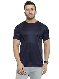 Stylish Polyester Royal Blue and Black and Pink Solid Round Neck Half Sleeves T-shirt For Men( Pack Of 3 )-thumb3