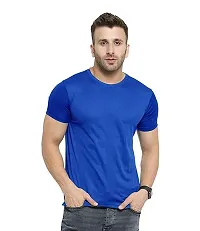 Stylish Polyester Black and Royal Blue Solid Round Neck Half Sleeves T-shirt For Men( Pack Of 4 )-thumb1