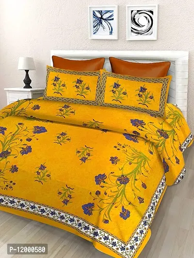 JAIPURI TRADITIONAL DOUBLE BEDSHEET WITH TWO PILLOW COVER 90*100 INCHES-thumb0