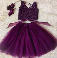 Angel Sales Girls Short/Mid Thigh Party Dress (3-4 Years, Purple)-thumb1