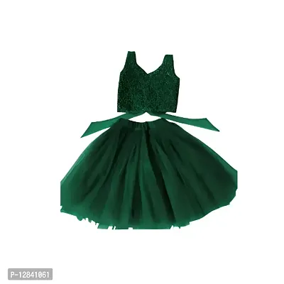Angel Sales Girls Short/Mid Thigh Party Dress (4-5 Years, Green)-thumb0