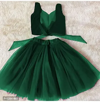 Angel Sales Girls Short/Mid Thigh Party Dress (4-5 Years, Green)-thumb3