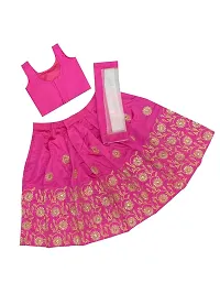 Angel Sales Girl's Taffeta Silk Lehenga Choli With Dupatta Set (Pink & Golden); Size: 12-13 Years - Tulsi Pink-thumb4