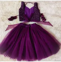 Angel Sales Girls Short/Mid Thigh Party Dress (3-4 Years, Purple)-thumb2