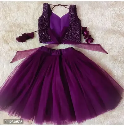 Angel Sales Girls Short/Mid Thigh Party Dress (3-4 Years, Purple)-thumb3