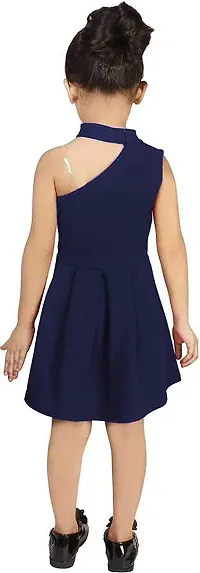 Angel Sales Girl's Cotton Blend One-Shoulder Knee Length Western Dress (Blue); Size: 4-5 Years - KV 1 Blue-thumb1