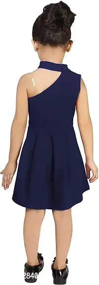 Angel Sales Girl's Cotton Blend One-Shoulder Knee Length Western Dress (Blue); Size: 4-5 Years - KV 1 Blue-thumb2