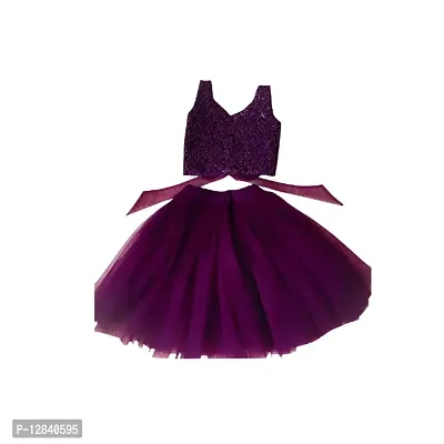 Angel Sales Girls Short/Mid Thigh Party Dress (3-4 Years, Purple)-thumb0