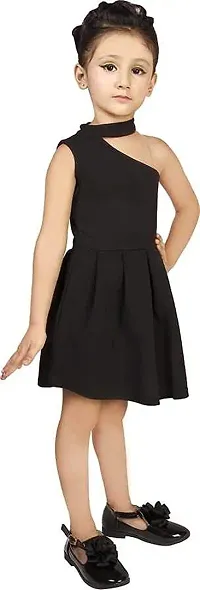 Angel Sales Girl's Cotton Blend One-Shoulder Knee Length Western Dress (Black); Size: 2-3 Years - KV 1 Black-thumb1